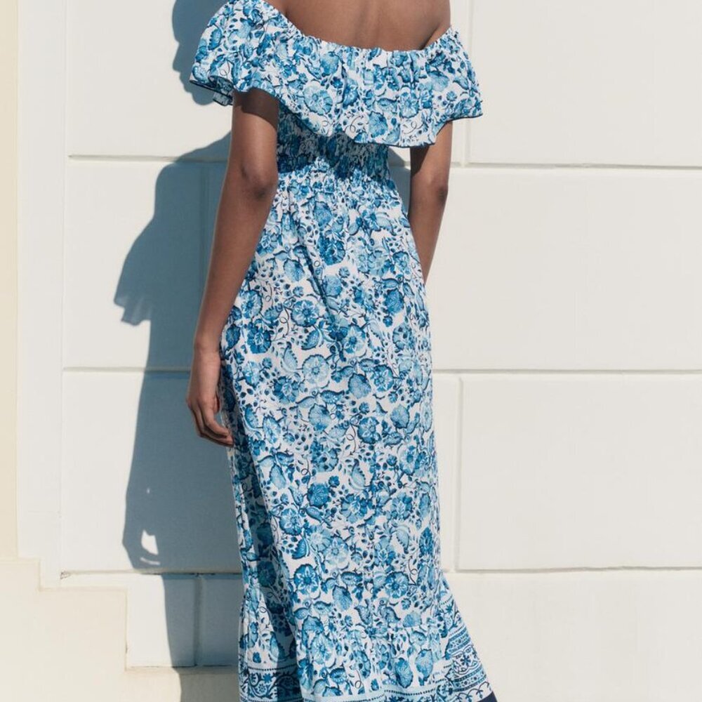 Zara FLORAL PRINT OFF THE SHOULDER DRESS NEW WITH TAG!
